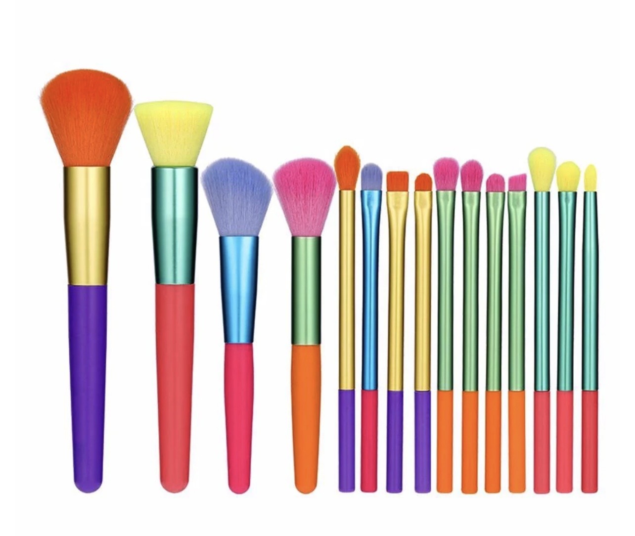 Docolor 15-Piece Rainbow Vegan Makeup Brush Set.
