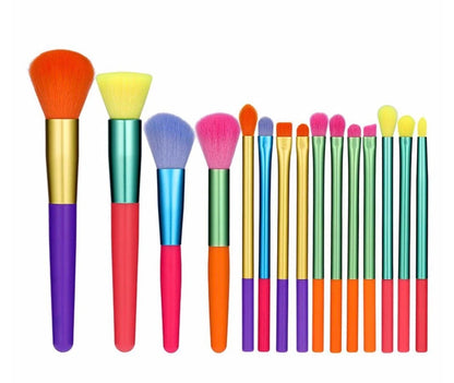 Docolor 15-Piece Rainbow Vegan Makeup Brush Set.