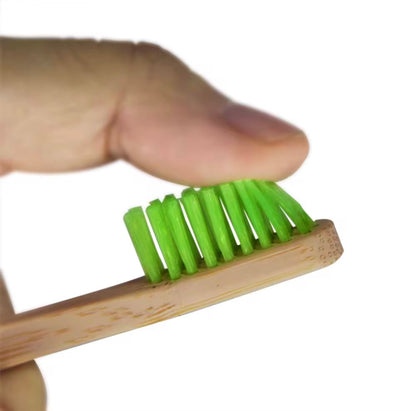 Logo Eco-Friendly Adult Bamboo Toothbrush. Green in Color