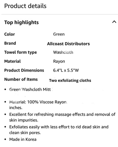 Korean Exfoliation Mitten. For Exfoliating+Body Scrubbing+Increasing Circulation.