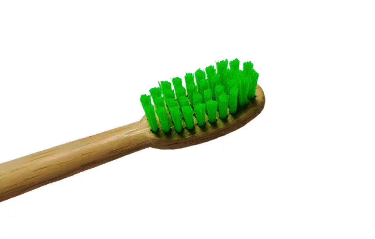 Logo Eco-Friendly Adult Bamboo Toothbrush. Green in Color