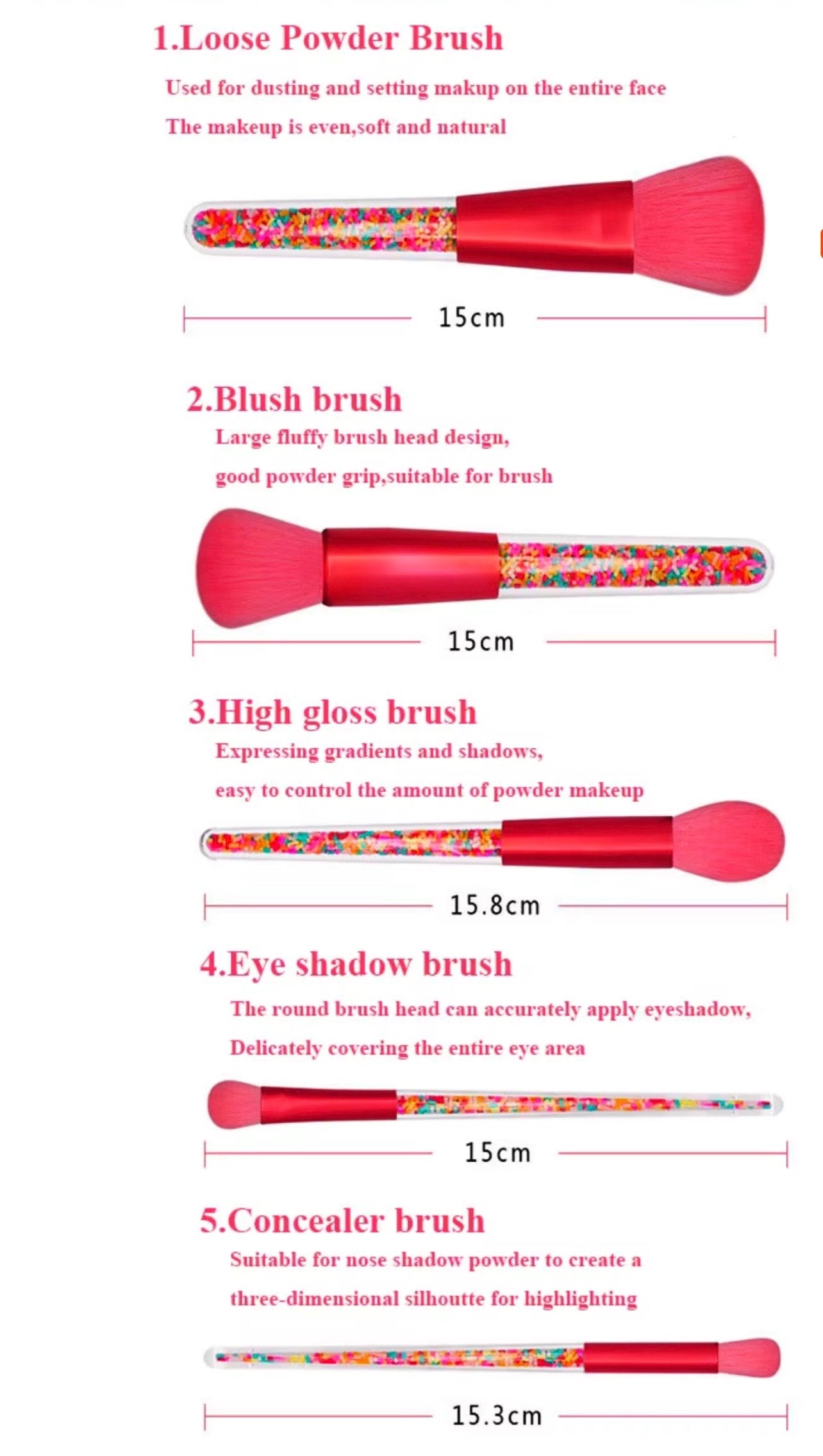 5pcs Simulation Candy Makeup Brushes