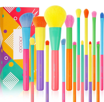 Docolor 15-Piece Rainbow Vegan Makeup Brush Set.