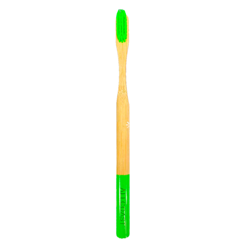 Logo Eco-Friendly Adult Bamboo Toothbrush. Green in Color
