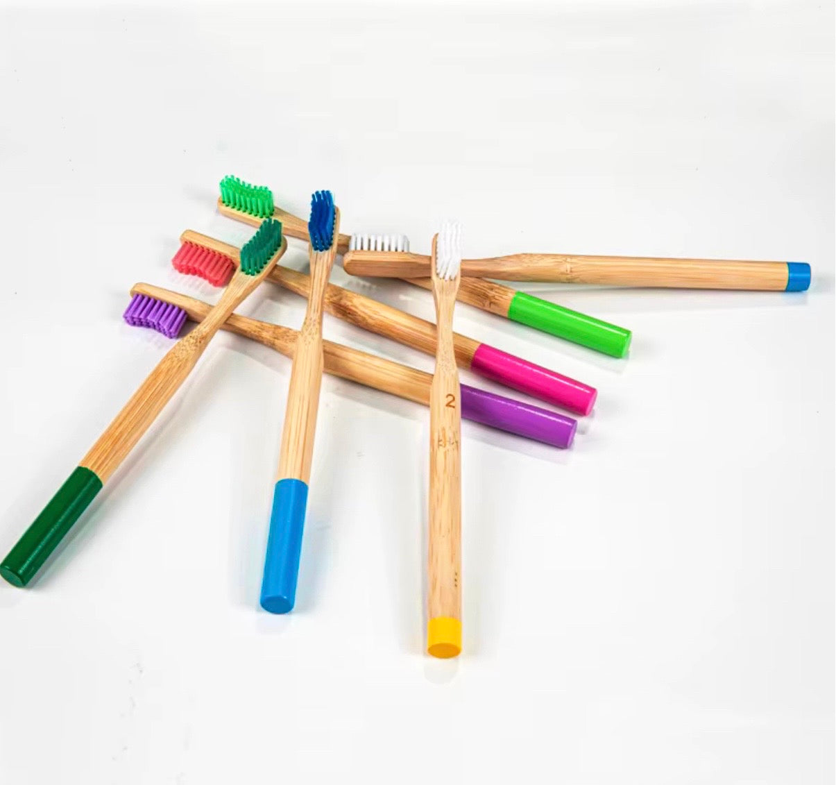 Logo Eco-Friendly Adult Bamboo Toothbrush. Green in Color