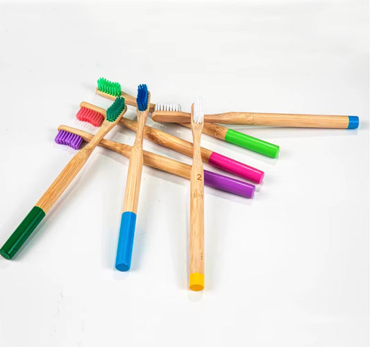 Logo Eco-Friendly Adult Bamboo Toothbrush. Green in Color