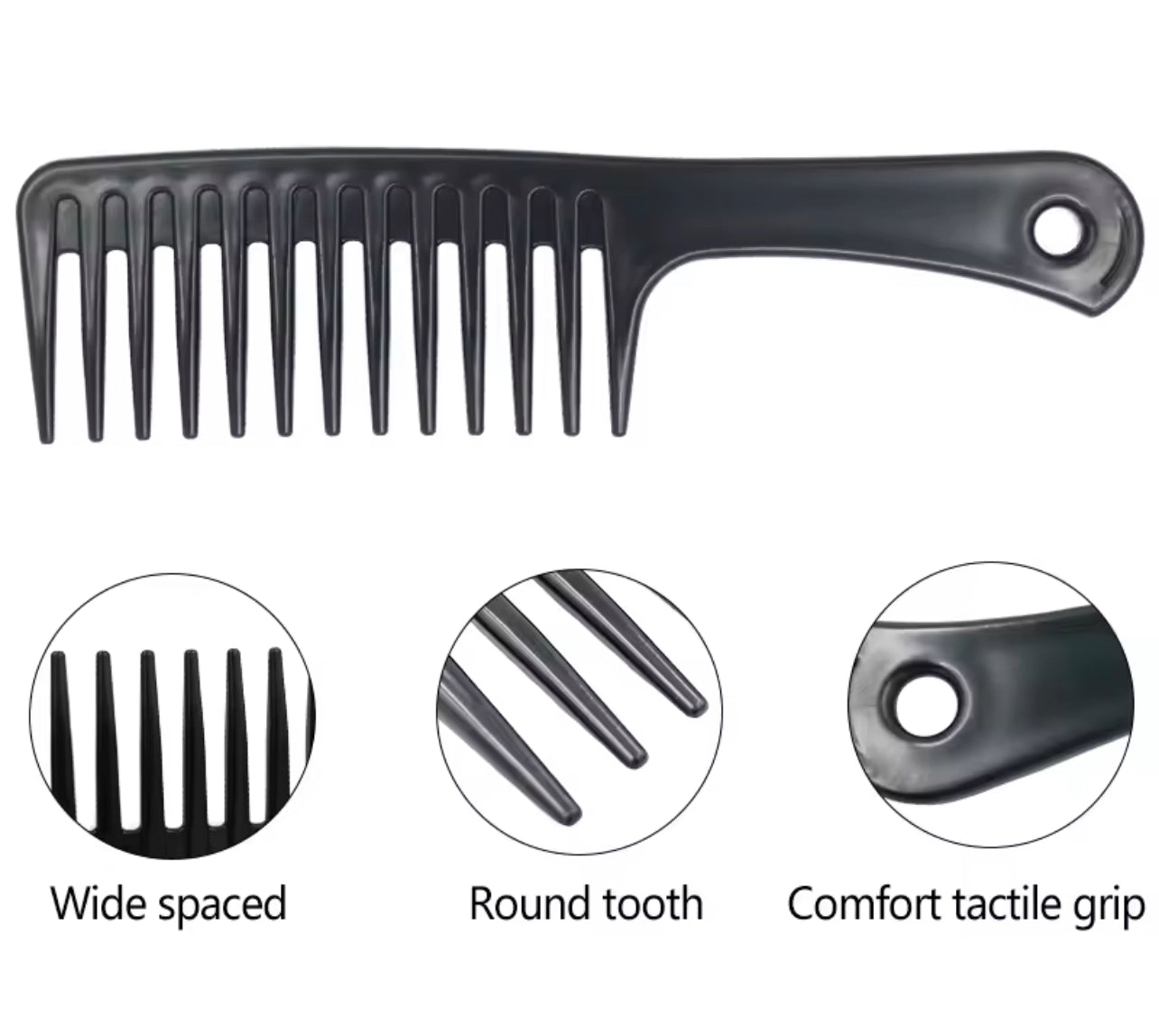 Two-pack Wide-tooth Detangling Combs for Curly, and Wet Hair.