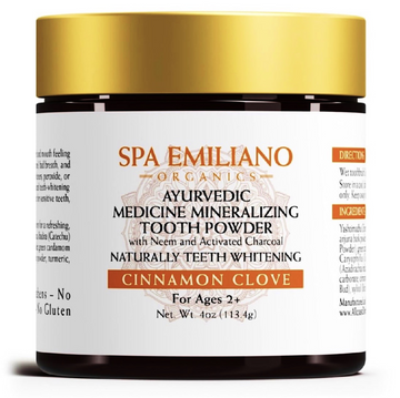Ayurvedic Medicine Mineralizing Tooth Powder Cinnamon Clove, with Neem and Activated Charcoal 4oz(118gm)