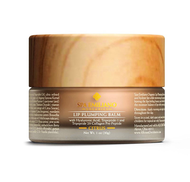 Lip Plumping Balm with Hyaluronic Acid, Tripeptide-1 and 29, and Collagen Pre-Peptides Citrus Fragrance. 1oz