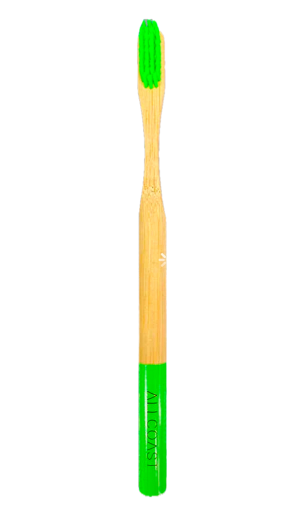 Logo Eco-Friendly Adult Bamboo Toothbrush. Green in Color