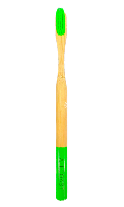 Logo Eco-Friendly Adult Bamboo Toothbrush. Green in Color