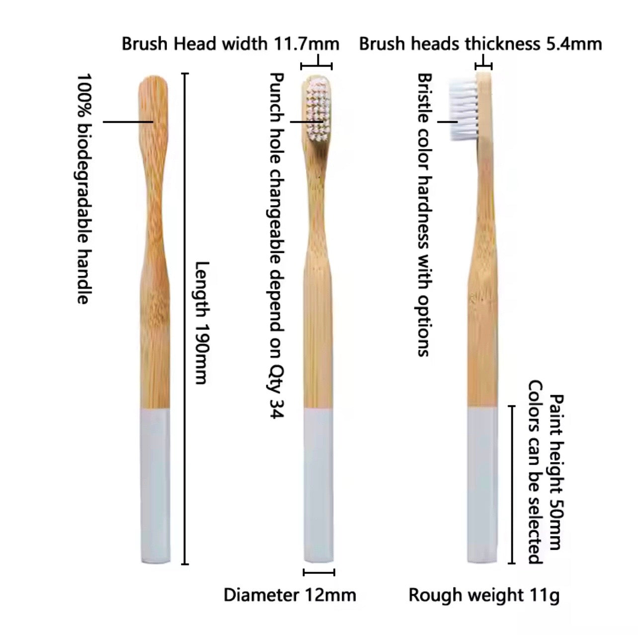 Logo Eco-Friendly Adult Bamboo Toothbrush. Green in Color