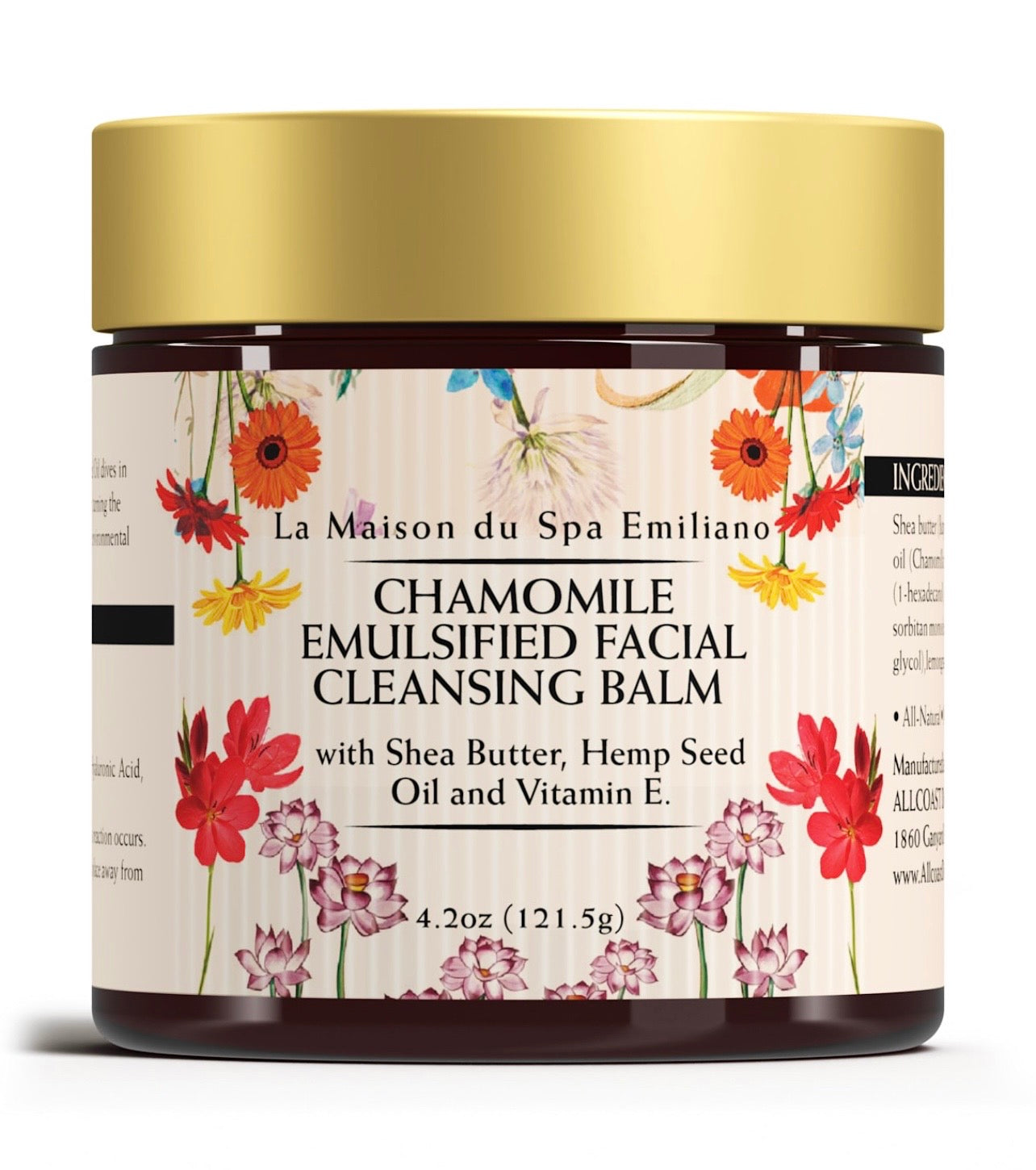 La Maison du Spa Emiliano
Chamomile Emulsified Facial Cleansing Balm with Shea Butter, Hemp Seed Oil and Vitamin E.
4.2oz (121.5g)