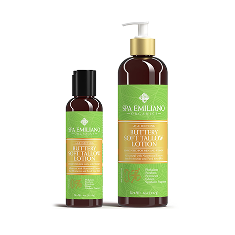 Age-Defying Buttery Soft Tallow Lotion Naturally Scented. Two Sizes.