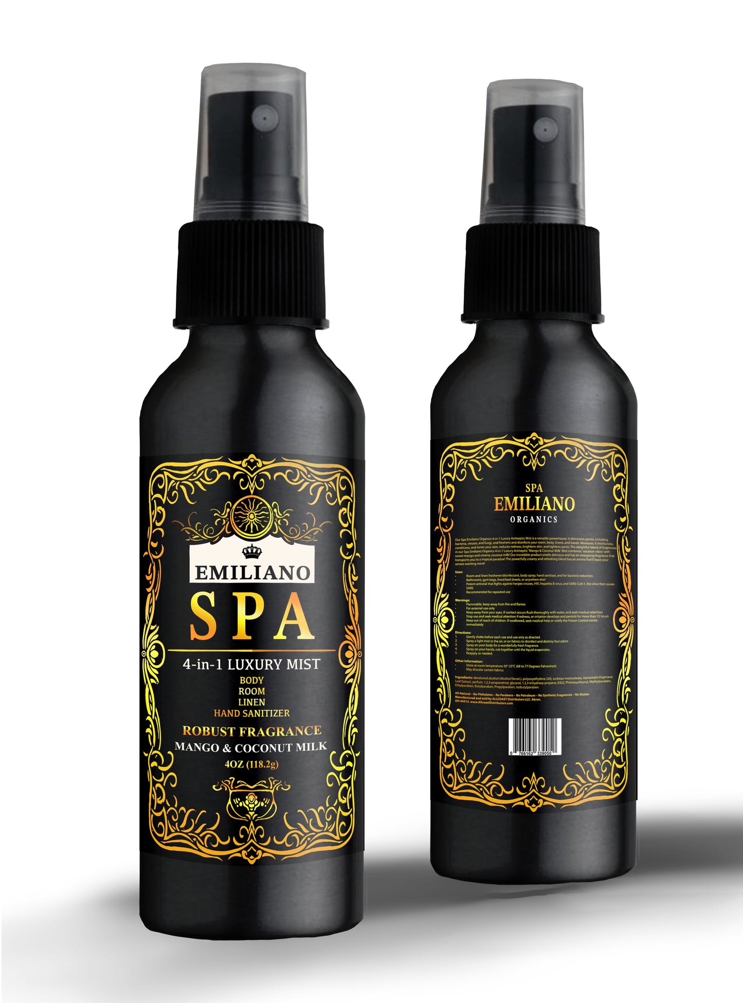 4-in-1 Luxury Body Mist, Room, Linen, Hand Sanitizer 4Fl.Oz.(118ml)