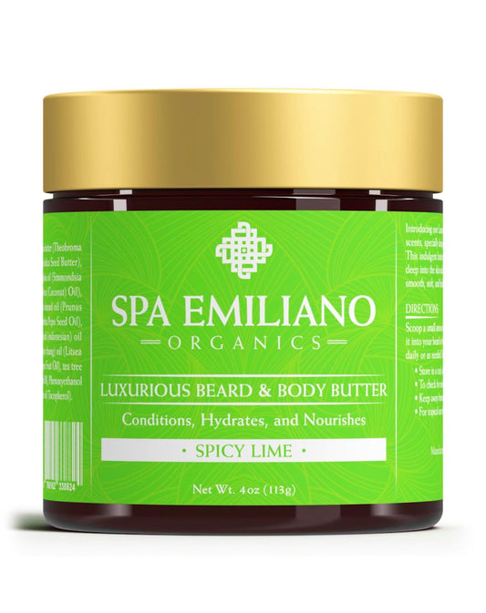 Luxurious Beard and Body Butter. Conditions+Hydrates+Nourishes. Spicy Lime Scented. 4oz.(113g).