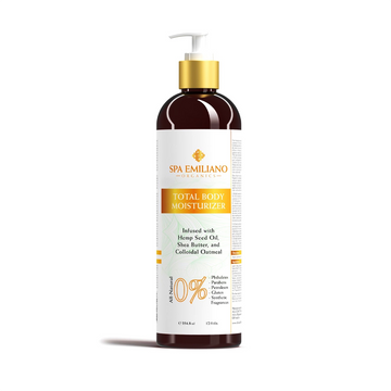 Total Body Moisturizer. Infused with Hemp Seed Oil, Shea Butter and Colloidal Oats. 12oz.(354.8ml)