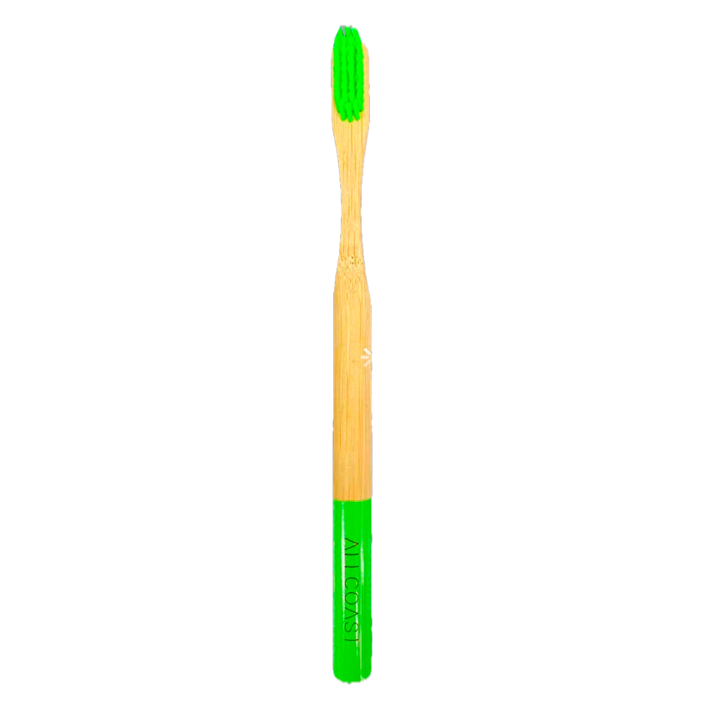 Logo Eco-Friendly Adult Bamboo Toothbrush. Green in Color