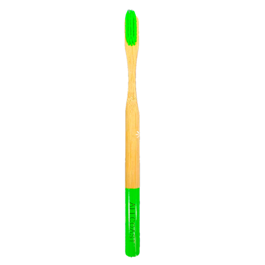Logo Eco-Friendly Adult Bamboo Toothbrush. Green in Color